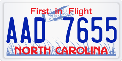 NC license plate AAD7655