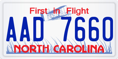 NC license plate AAD7660