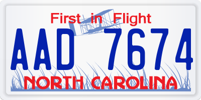 NC license plate AAD7674