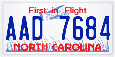 NC license plate AAD7684