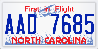 NC license plate AAD7685