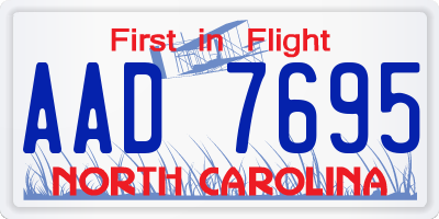 NC license plate AAD7695