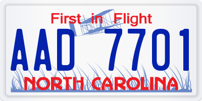 NC license plate AAD7701