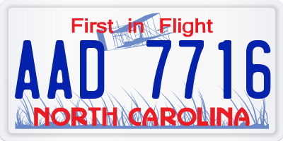 NC license plate AAD7716