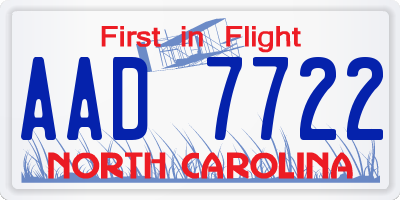 NC license plate AAD7722