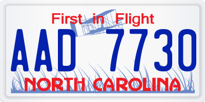 NC license plate AAD7730