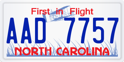 NC license plate AAD7757