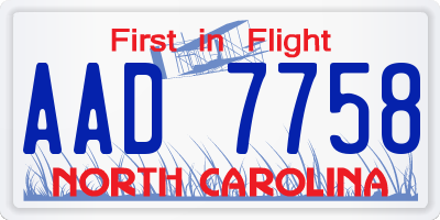 NC license plate AAD7758