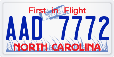 NC license plate AAD7772