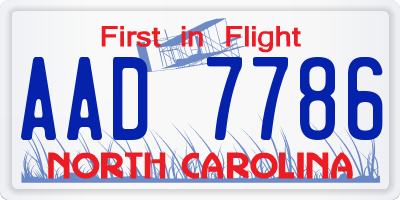 NC license plate AAD7786