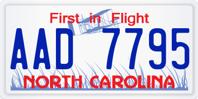NC license plate AAD7795