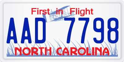 NC license plate AAD7798