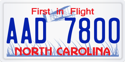 NC license plate AAD7800