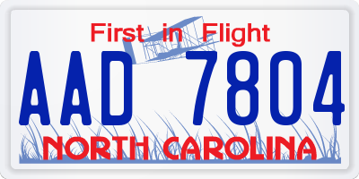 NC license plate AAD7804