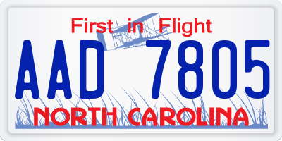 NC license plate AAD7805
