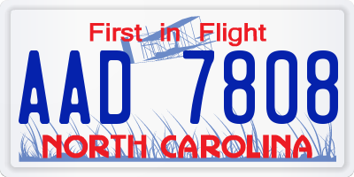 NC license plate AAD7808