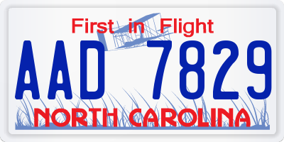 NC license plate AAD7829