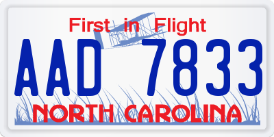 NC license plate AAD7833