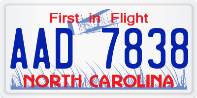 NC license plate AAD7838