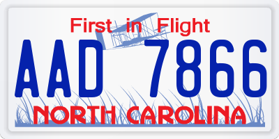 NC license plate AAD7866