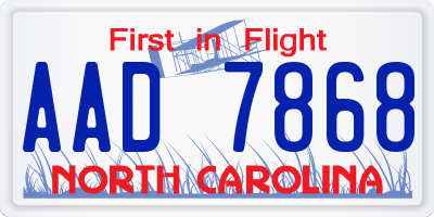 NC license plate AAD7868