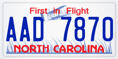 NC license plate AAD7870