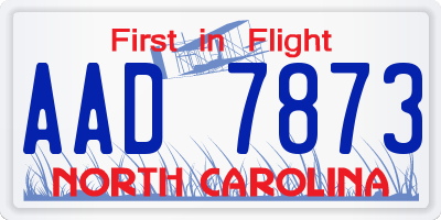 NC license plate AAD7873