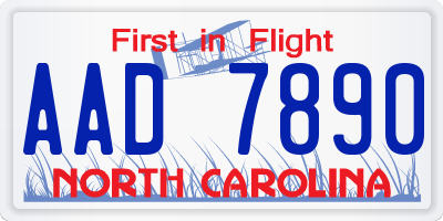 NC license plate AAD7890