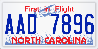 NC license plate AAD7896