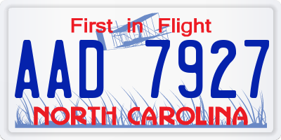 NC license plate AAD7927