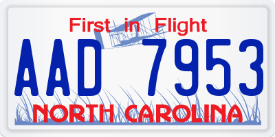 NC license plate AAD7953
