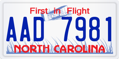 NC license plate AAD7981