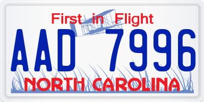 NC license plate AAD7996