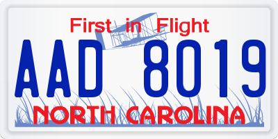 NC license plate AAD8019