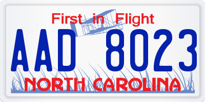 NC license plate AAD8023