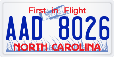 NC license plate AAD8026