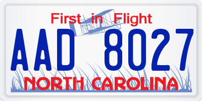 NC license plate AAD8027