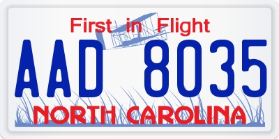NC license plate AAD8035