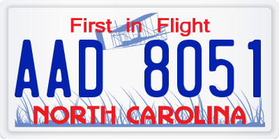NC license plate AAD8051