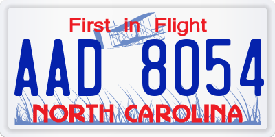 NC license plate AAD8054