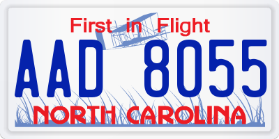 NC license plate AAD8055