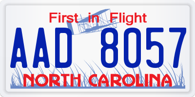 NC license plate AAD8057