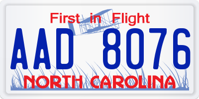 NC license plate AAD8076