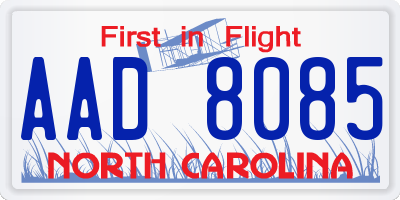 NC license plate AAD8085