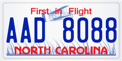 NC license plate AAD8088