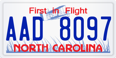 NC license plate AAD8097