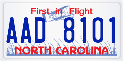 NC license plate AAD8101