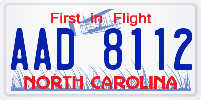 NC license plate AAD8112