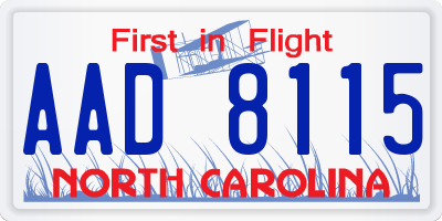 NC license plate AAD8115