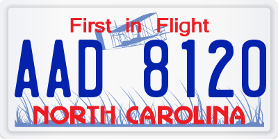 NC license plate AAD8120